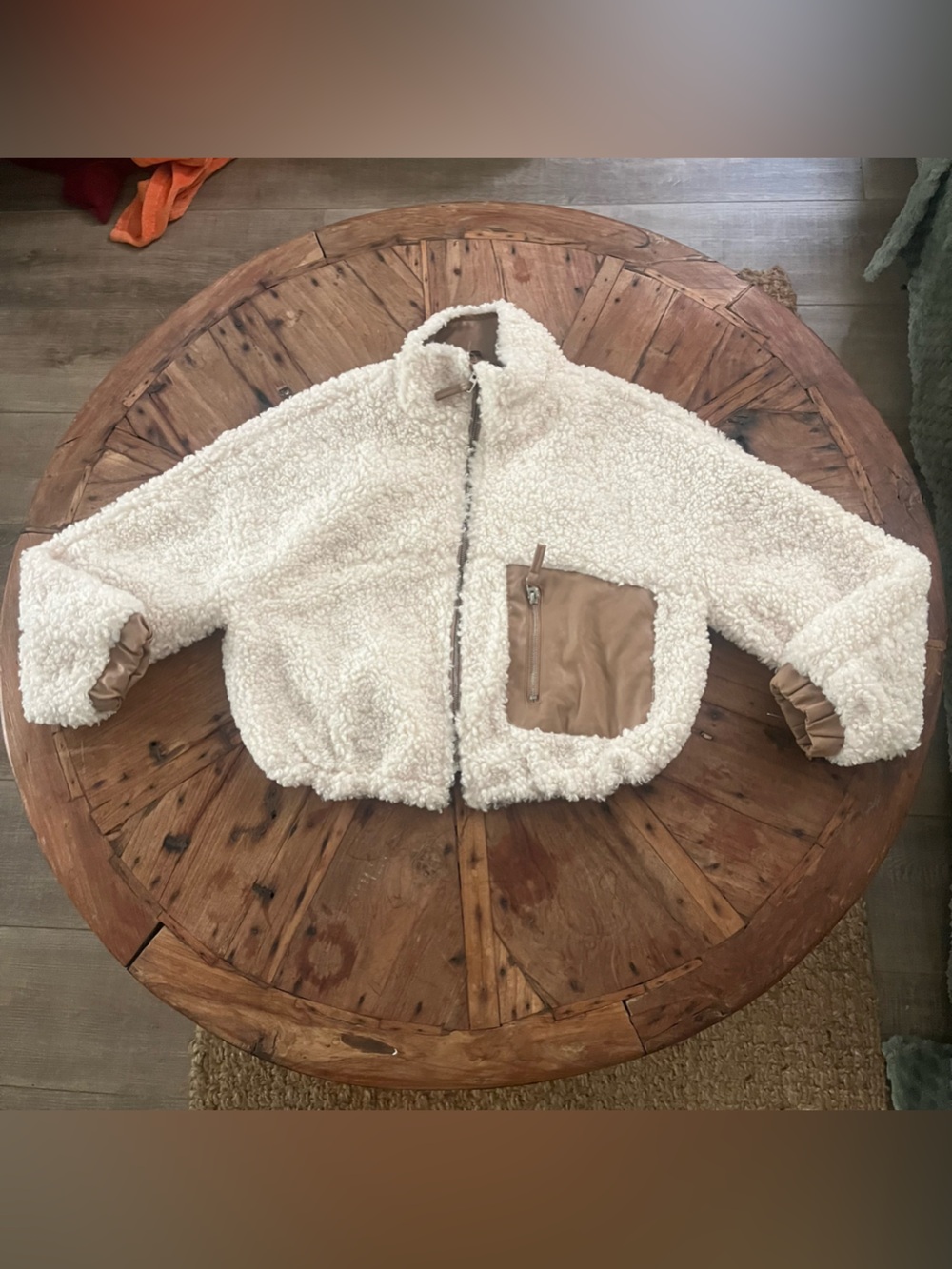BlankNYC SZ S Faux Shearling Fur Faux Leather Crop Jacket Toggle Waist Full Zip